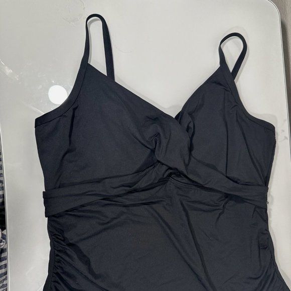 NEW $115 Sea Level [ 16 DD/E Cup ]‎ Twist front Tankini Top in Black - Picture 4 of 12